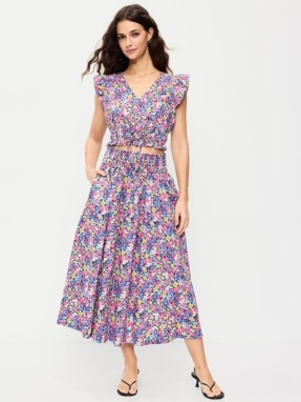 Old Navy Smocked-Waist Midi Skirt S Petite Never Worn